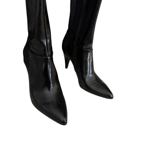 NIB Calvin Klein Loanna Black stretch pointed heeled boots 7.5 - Picture 6 of 8